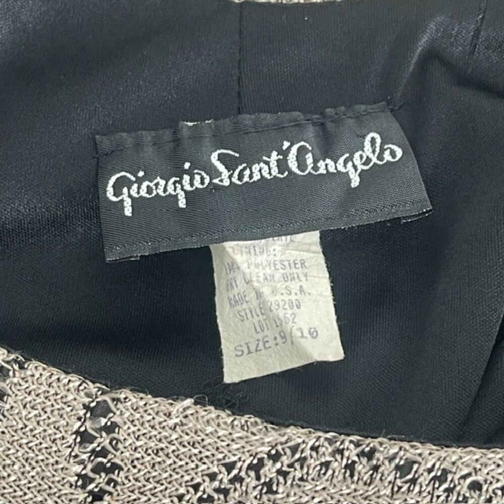 VTG 90s Giorgio Sant'Angelo Crochet Knit Leaf Maxi Dress Strap Back Size 9/10 - Picture 4 of 9